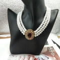Vintage Style Electroplated Real Gold Glass Pearl Hollow Set Diamond Elegant Banquet Pearl Necklace