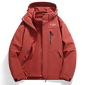 Unisex 3-in-1 Winter Jacket Warm Waterproof Windbreaker Fleece Lining Zipper Closure Casual Coat for Hiking Plus Size Windproof