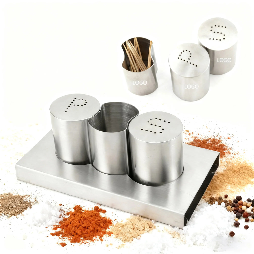 Toothpick Pepper and Salt Shakers Stainless Steel Salt and Pepper Set Spice Stainless Steel Shaker Bottle