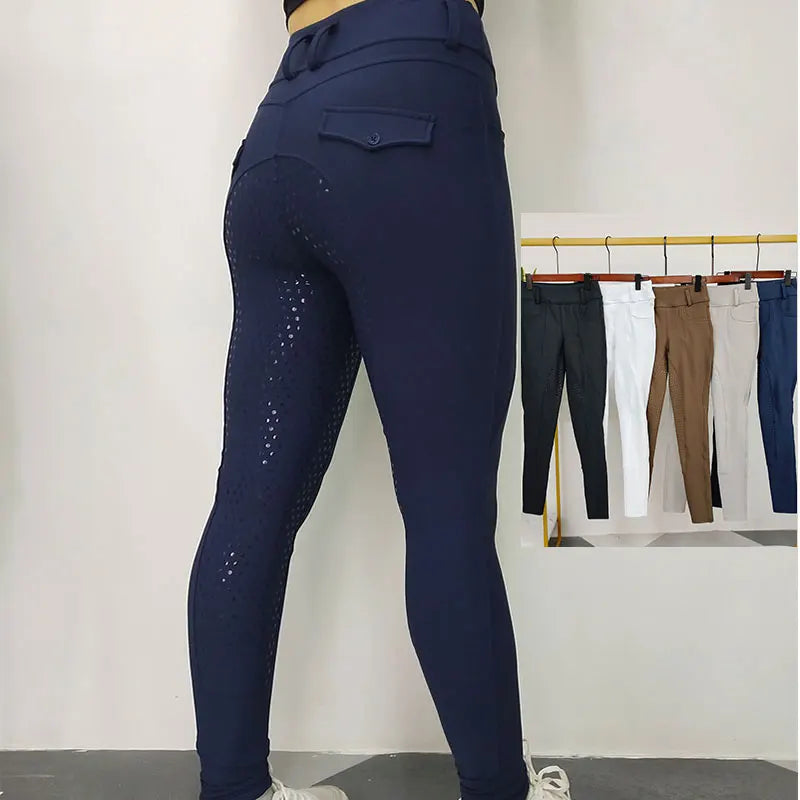 Custom Horse Race Customized Women's Breeches 4 Ways Stretch Full Seat Silica Gel Equestrian Breeches for Ladies