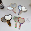 Zonyin Fashionable Heart-Shaped Cosmetic Mirror Cute Acetate Marble Finish Personalized Portable Makeup Mirror for Girls Travel