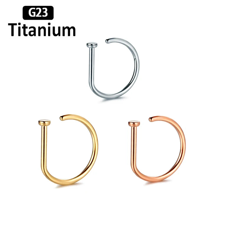 Gaby G23 Titanium Piercing D-Shape Nose Rings Hoop Septum Piercing Bar Pin Nose Studs  Helix Piercing Wholesale Piercing Jewelry