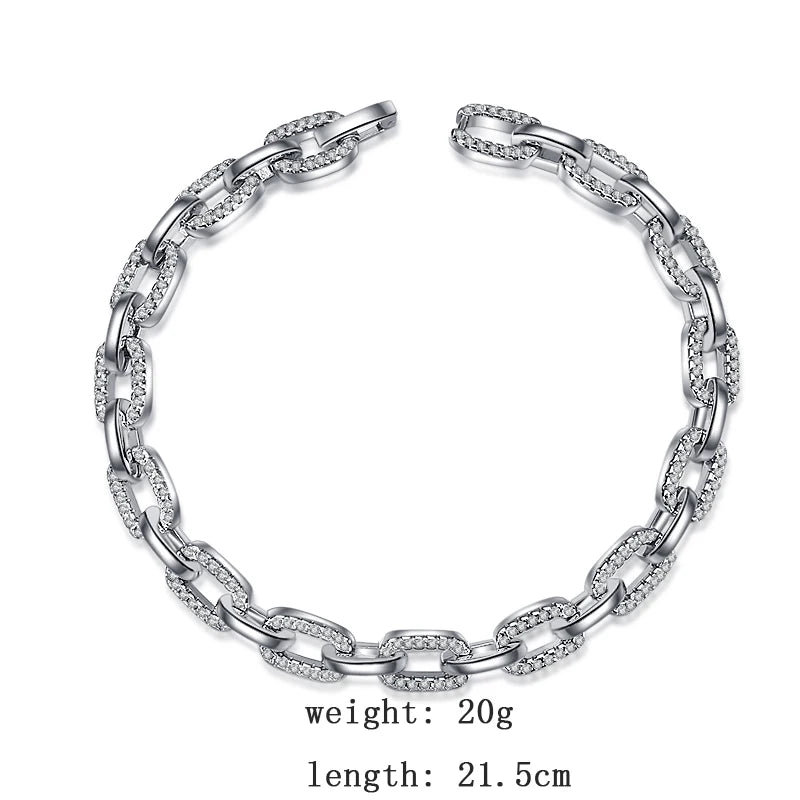 Men's Cuban Bracelet Chain Fashion Jewelry Bracelet Ice Full Diamond Trend Rock Miami Luxury Hip Hop Bracelet Wholesale