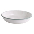 Unbreakable Enamelware Dinner Serving Platter Tray White Round Shallow Bowls with Black Rim