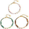 New Tiger Eye Stone Peacock Stone Natural Freshwater Pearl Bracelet Fashion Waterproof Stainless Steel Jewelry Wholesale