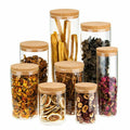 Cheap Wholesale Cylinder Borosilicate Glass Jars with Cork Lids Storage Spice Glass Container Jars for Kitchen