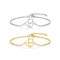 925 Sterling Silver Fine Chain & Link Bracelet Cat and Heart Design For Women's Jewelry Gift SCB102