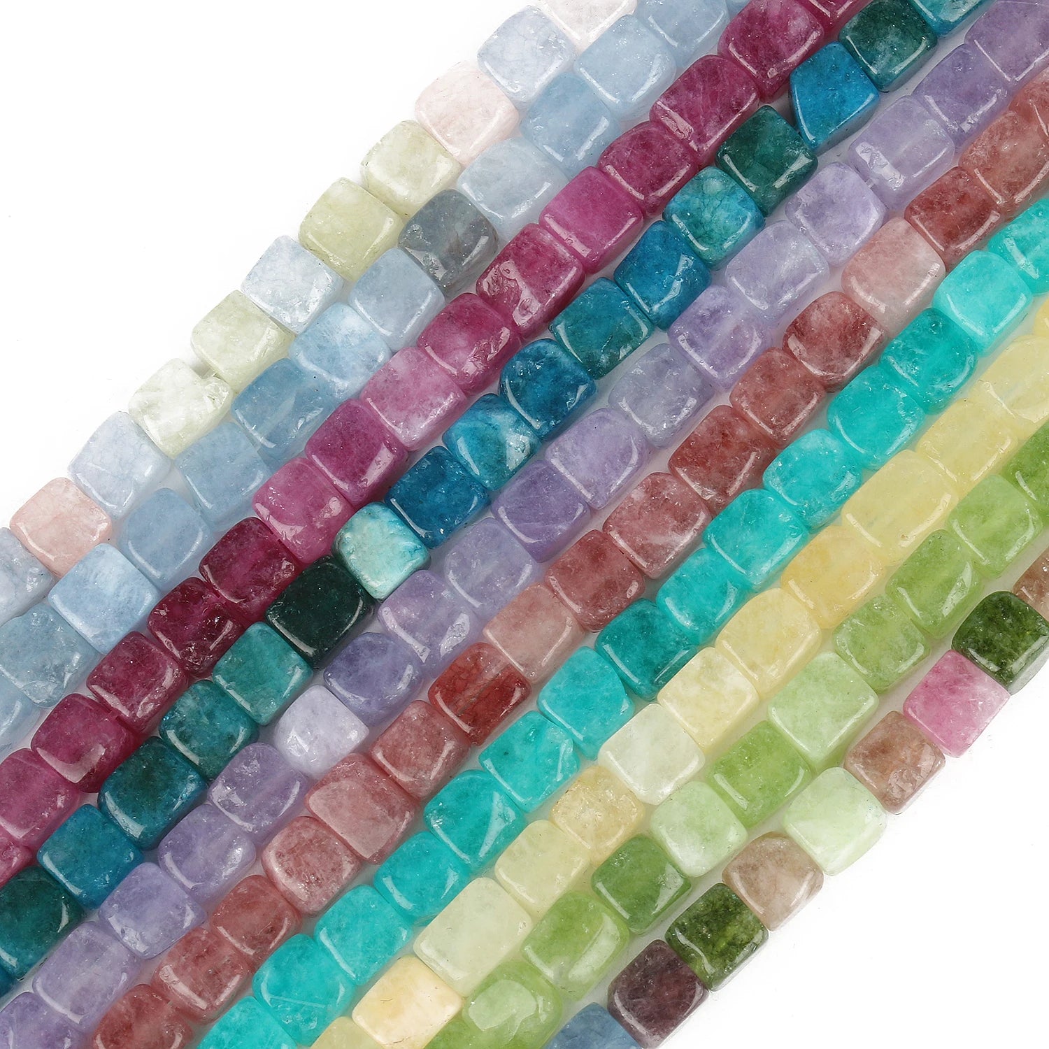 Wholesale 8mm Dyed Jade Cube Stone Beads Square Shape for Jewelry Making Bracelets