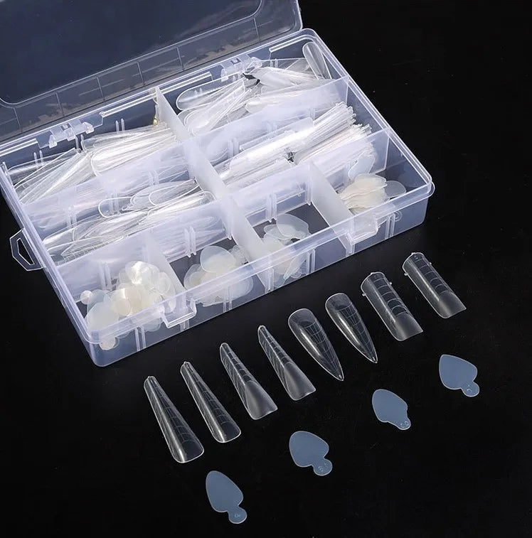 OEM 192pc Wholesale Quick Building Mold Tips UV Gel Square Stiletto Dual Forms 4 Designs Mixed + 96pcs Mold French Silicone Pad