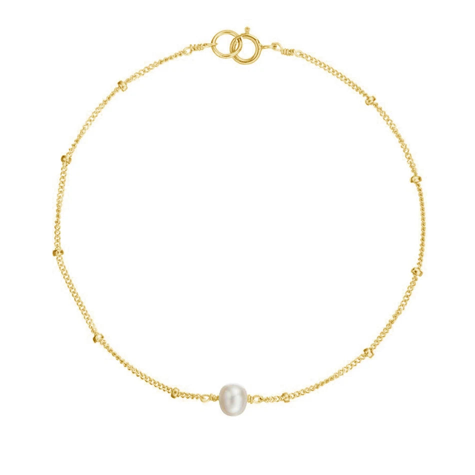 Luxury Band 925 Sterling Silver 18k Gold Plated Spheres Bead Bracelet Single Pearl Bracelet for Woman Fashion Jewelry