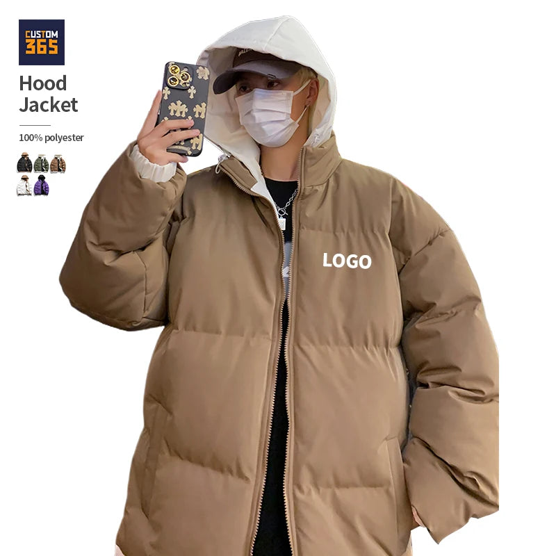 Hooded Padded Wholesale Puffer 100% Polyester Custom Logo Homme Men Puffer Jacket With Hood