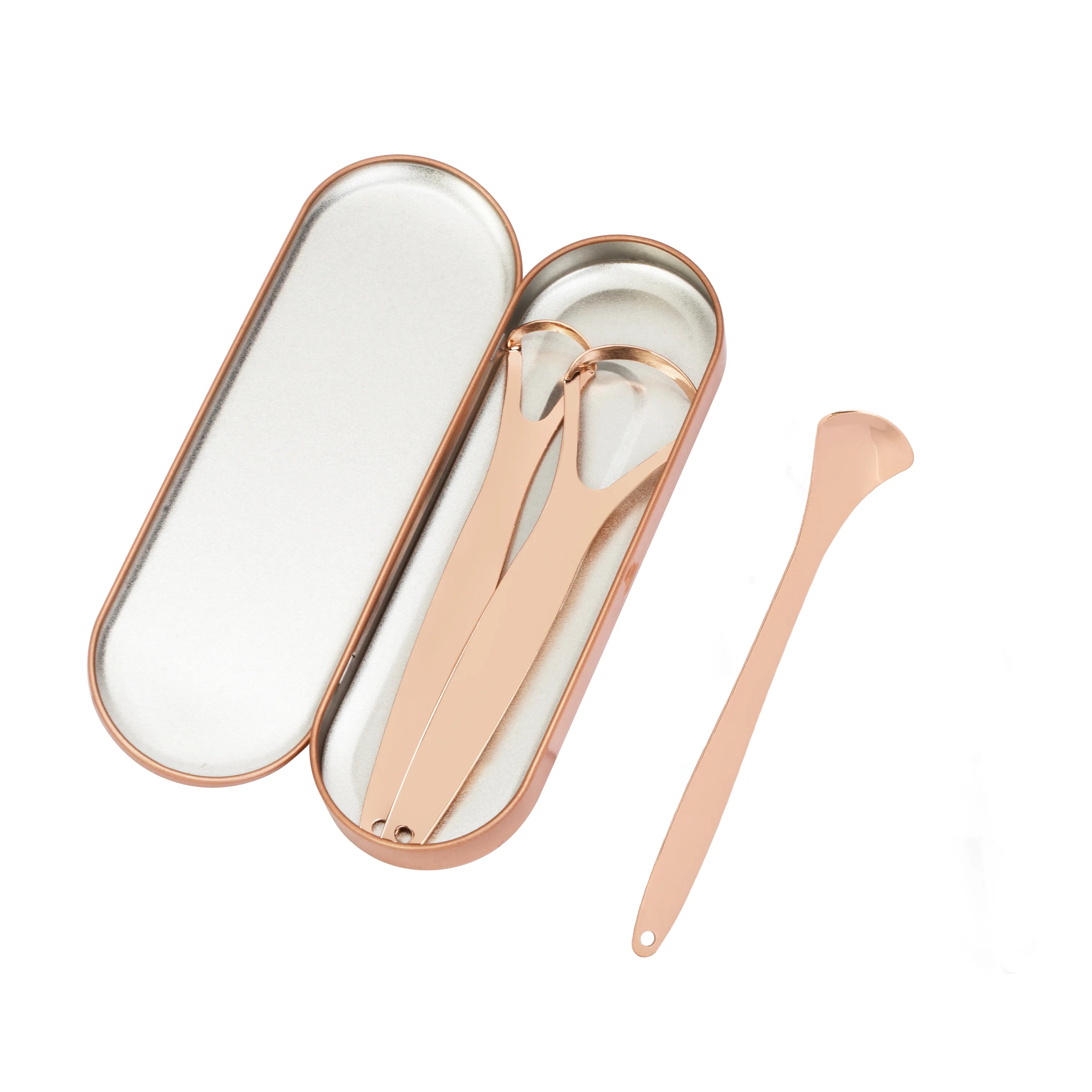 Best Sellers Superior Gold Tongue Cleaner OEM Tongue Scraper Scraper Set With Travel Case for Bad Breath Prevention