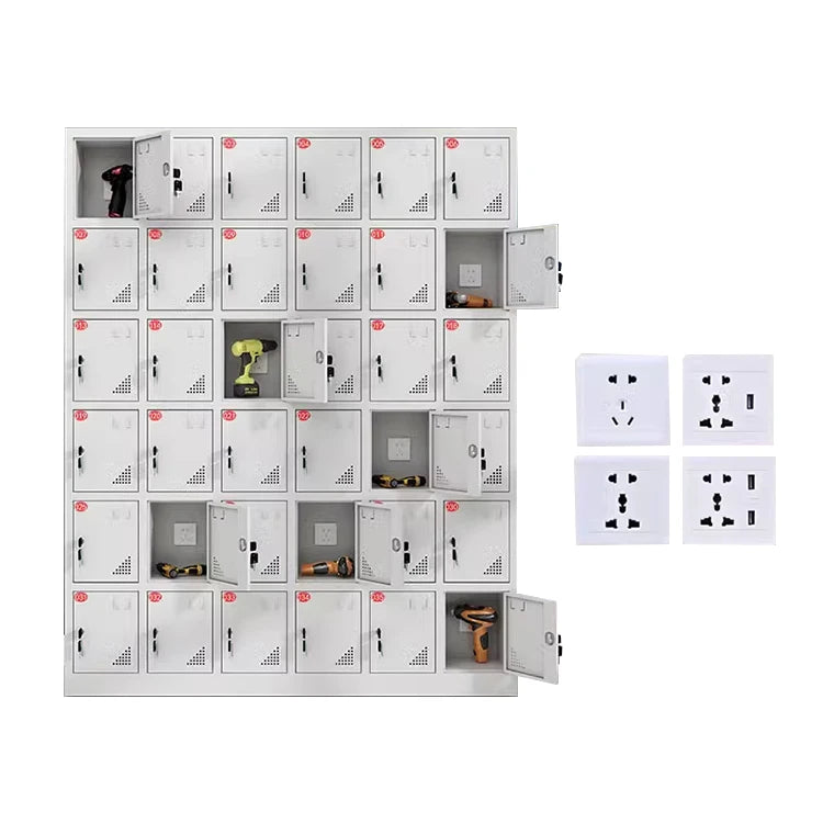 Charging Cabinet for Walkie-talkies at Construction Sites Lithium Battery Charging Storage Cabinet Centralized Tool Charging