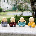1set=4pcs Each Set Cute Resin Little Buddha Statue Small Quantity Laughing Monk for Car Decor