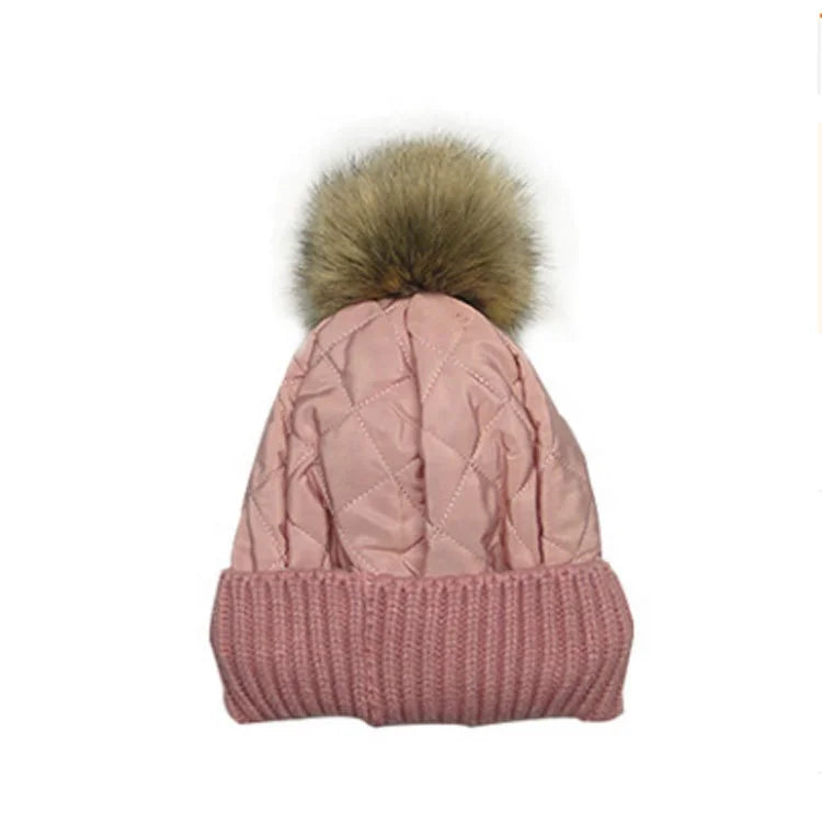 Winter Wool Ball Wool Cap  Autumn and Winter Waterproof Stitching Thickened Plus Velvet Knitted Hat