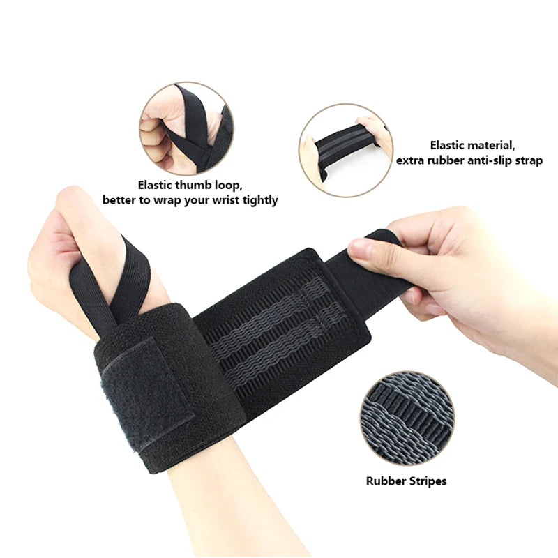 High Elastic Rubber Wrist Wraps Stiff Support for Weightlifting Competition Gym Anti Slip Thumb Bands