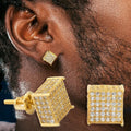 Hot Sales Luxury Men Stud Earrings Homme Hip Hop Rock Gold Color Bling Iced Out AAA+ Zircon Screw Ear Piercings Fashion Jewelry