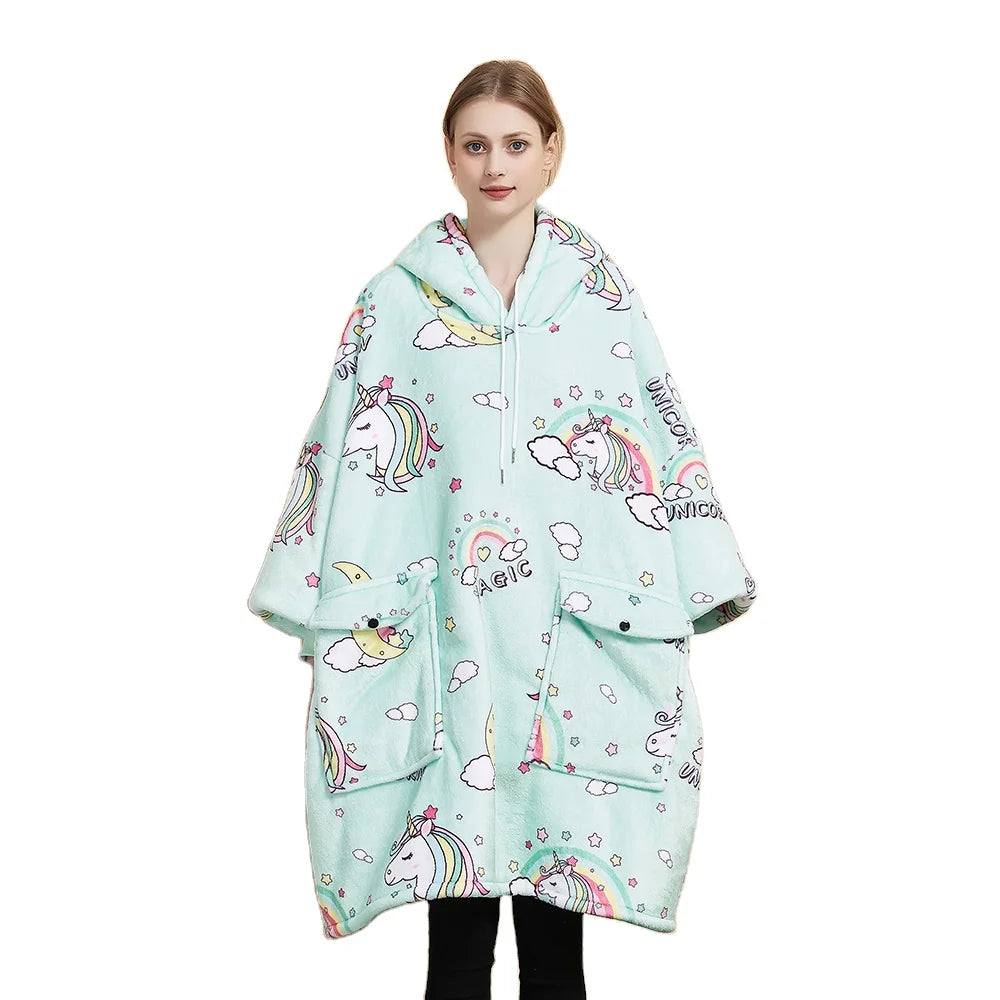 Winter Super Soft Warm Adult Winter Fleece Blanket Oversized Hoodie Blanket Sweatshirt