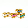 Wholesale Elegant Retro Women's 18kPVD Gold Plated Stainless Steel Rings Geometric Color Drip Oil Stacked Rings Fashion Jewelry