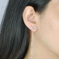 Multiple Wear Ways DIY Chic Cross "X" Line Inlaid Zircon Stone Dangles Ear Thread S925 Sterling Silver Women's Earrings