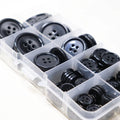 120pcs Thin Edge Black White Resin Sewing Buttons with Sequins 4-Hole Washable 6 Sizes for DIY Handmade Crafts