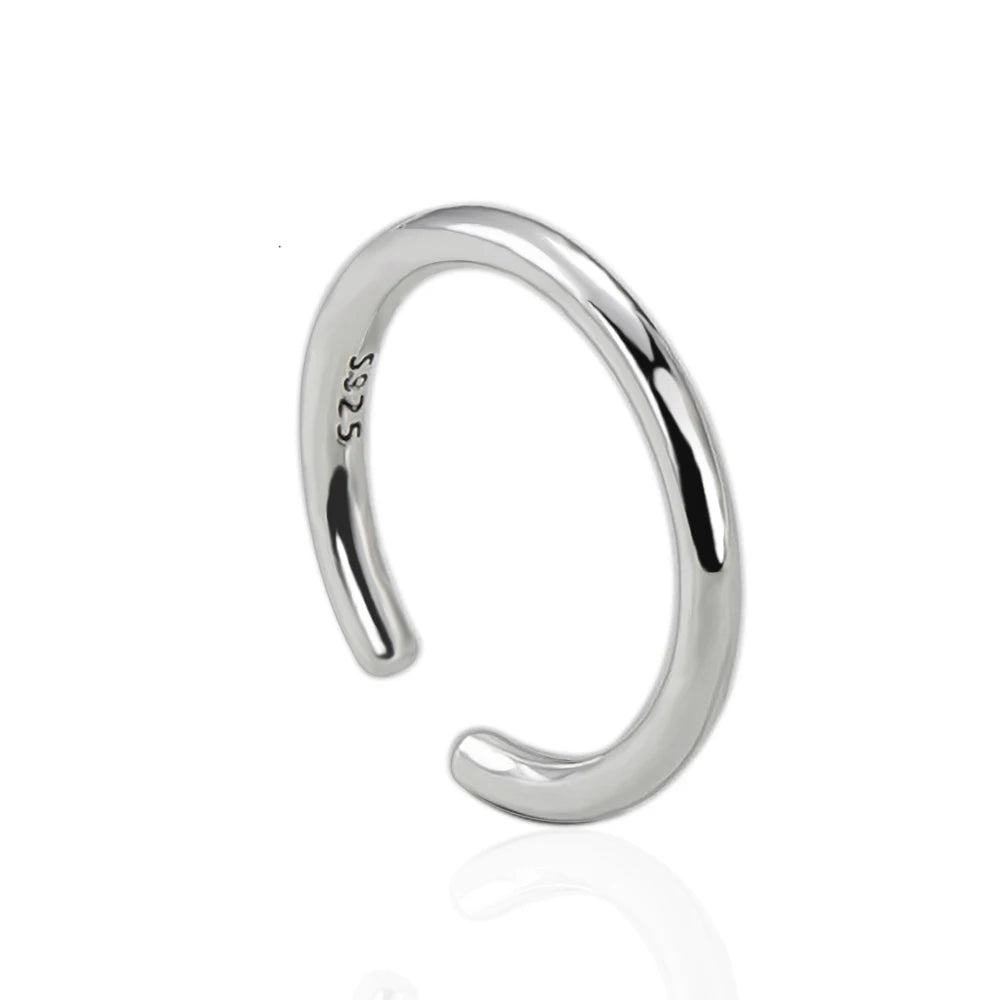 S925 Sterling Silver Korean Version Bare Open Ring Basic Model 2MM Line Aperture Stacked Plain Silver Ring Wholesale