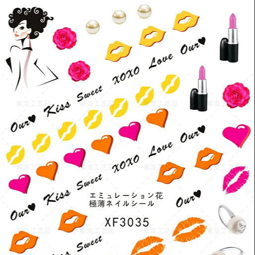 New Arrival  Letters Decals Sticker Custom Hearts Nail Art Sticker for Holiday Decorations