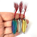 WEIHE 2.5g-20g Metal Fishing Bait Spoon Lures Metal Fishing Lure Saltwater Freshwater Spoon Baits With Single Hook With Feather
