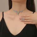 Bridal Wedding Jewelry Bright Crystal Rhinestone Necklace Earrings Jewelry Set