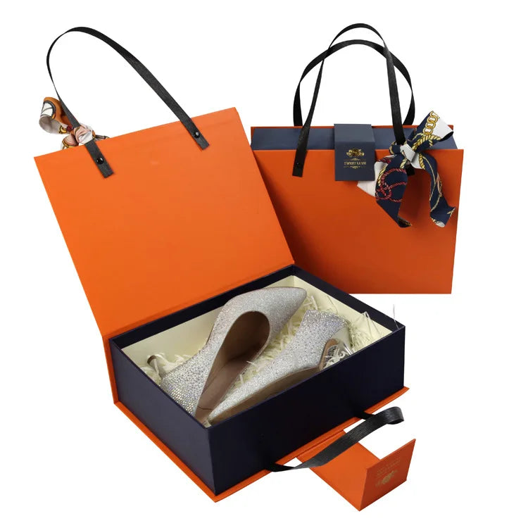 Customized LOGO Size Casual Sneakers Gift Box Magnetic Foldable Premium Flip Leather Shoes Carton Box