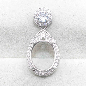 Sterling Silver 9*11mm Semi Mount Pendant Empty Frame Blank Support Setting S925 Base Holder Without Center Stone for DIY Inlay