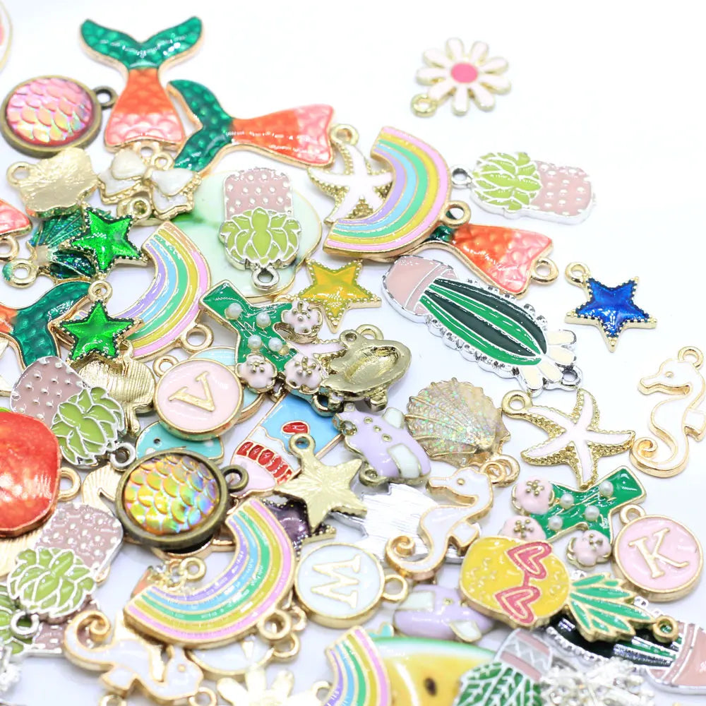 Randomly Mixed Zinc Alloy Enamel Charms for Necklace Bracelet Earrings Jewelry DIY Accessory MegaBDM
