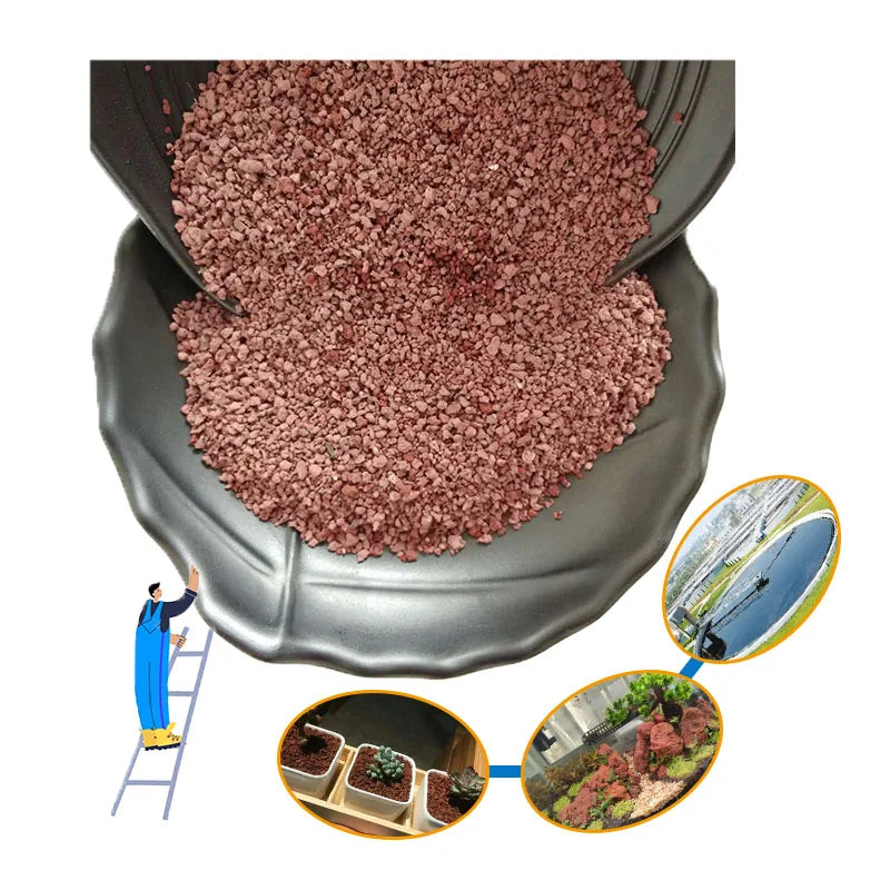 Volcanic Stone Particles Black and Red for Fish tank Landscaping Sewage TreatmentHorticultural Planting Volcanic Rock