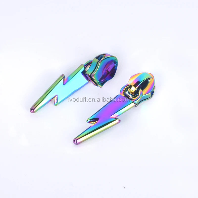 5# New Bag Hardware Rainbow Color Zippers Lightning Shape Zipper Puller for Handbag