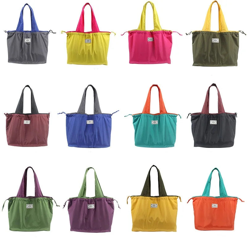 Qetesh Shopping Bags Foldable Reusable Grocery Tote  Portable Duffle  for Travel Women Men Fashion Shopping Bag