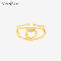 VIANRLA 925 Sterling Silver Ring Jewelry Heart Shape 18k Gold Ring Women Daily Jewelry