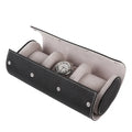 Driklux Genuine Leather Watch Roll Case for 3 Watches Black Storage Pouch with Box