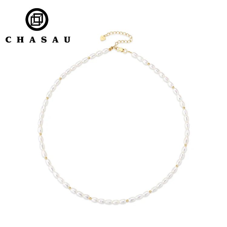 Tarnish Free Small Tiny 925 Sterling Silver Freshwater Natural Baroque Bead Pearl Necklace for Women