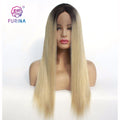 Furina Fashion Hot Sale Ombre 1b Platinum 613# Long Silk Straight Japanese Futura Heat Resistant Fiber Synthetic Lace Front Wigs MegaBDM