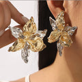 Vintage Metal Big Flower Earrings for Women Gold Silver Color Drop Earring Women Jewelry Party Gift
