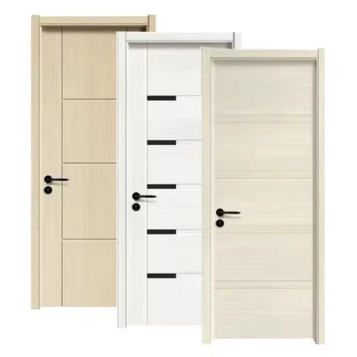 Solid Wooden PVC WPC Bathroom Door with Soundproof Waterproof Features Manual Opening for Bedroom and Bathroom