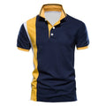 100% Polyester Men's Casual Sports Polo Shirt Custom Pattern Color-Block T-Shirt with Breathable Short Sleeves Knitted Fabric