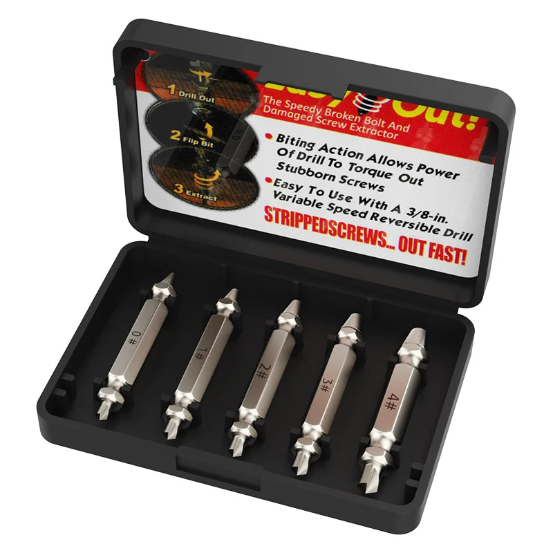 KAFUWELL RT3410 Damaged Screw Extractor Kit for Easy Extraction of Rusted and Broken Nuts Bolts Screws and Hardware Bits