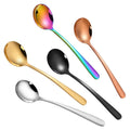 Korean Style Classic Mirror Titanium Plated Stainless Steel 304 Eco-Friendly Long Handle Spoon Multi-Color Home Restaurant Party