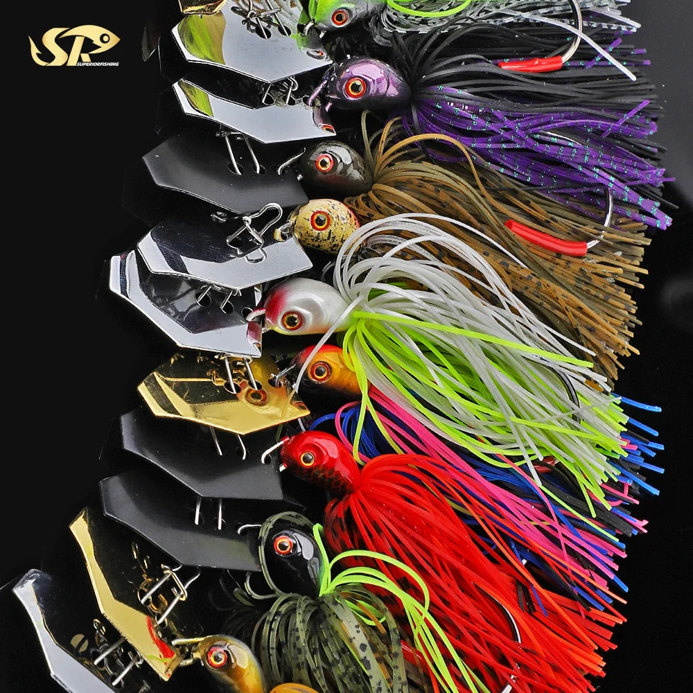SUPERIORFISHING Chatterbait 3/8oz 1/2oz Spinnerbait Stainless Steel Chatters Jig Metal Spinner Bait Fishing Lures JH20
