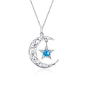 Factory 925 Sterling Silver Sparkling Moon and Star Necklaces Pendants for Women Fashion Necklace Jewelry Gift SCN278