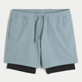 OEM Men's Casual Woven Mid-Thigh Hybrid Active 2 in 1 Solid Shorts Quick Dry Breathable Elastic Waistband Training