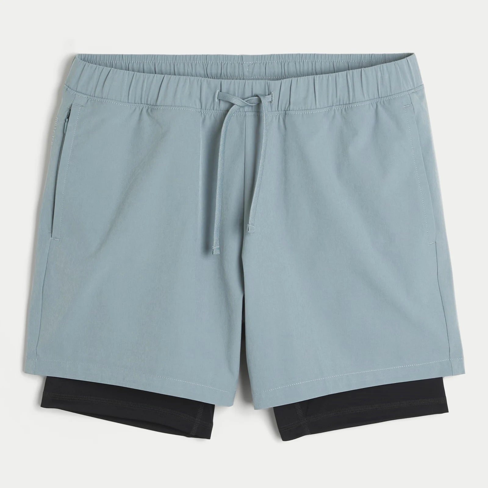 OEM Men's Casual Woven Mid-Thigh Hybrid Active 2 in 1 Solid Shorts Quick Dry Breathable Elastic Waistband Training