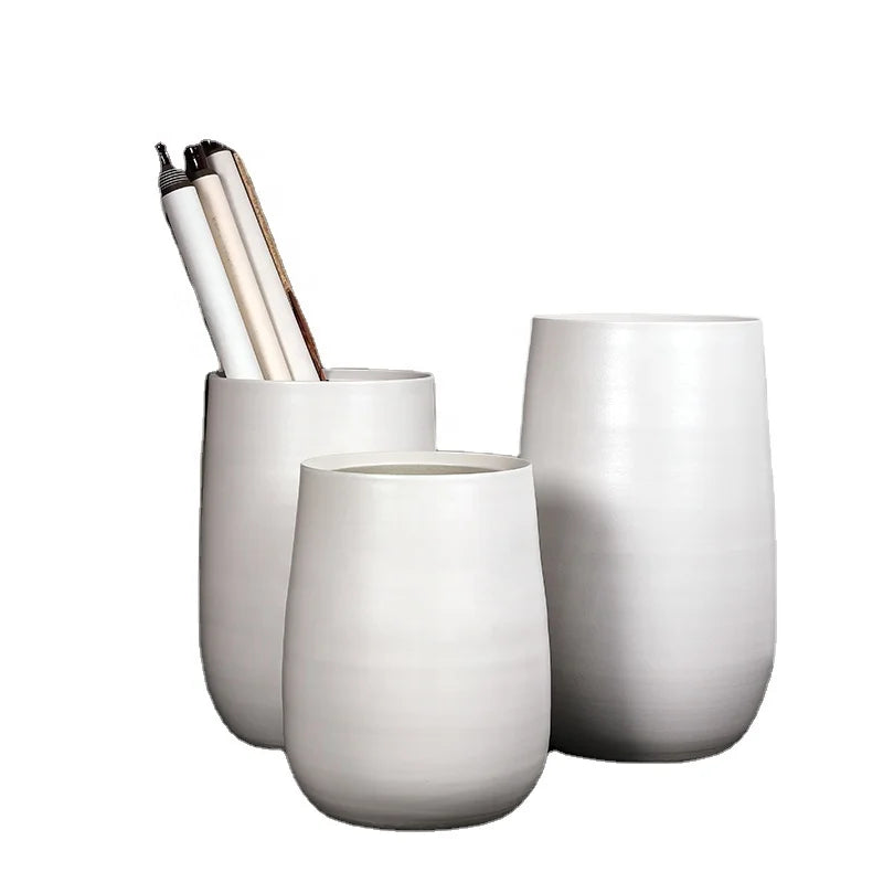 China Hand Made Color Glazed White Classic Customizable Indoor/Outdoor Ceramic Round Large Pot for Home & Garden Use