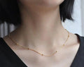 18K Gold Plated Beads Snake Chain Choker Necklace Beaded Stainless Steel Collarbone Chain Necklace